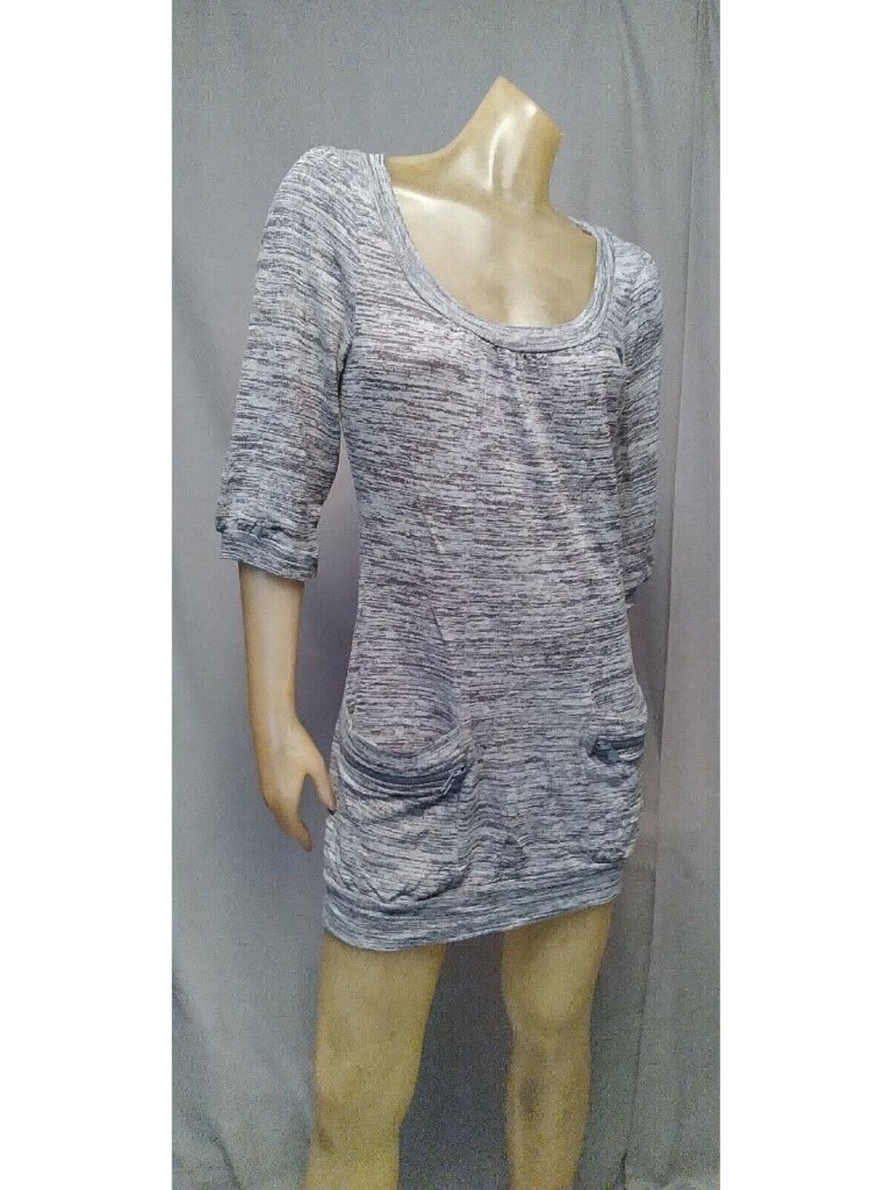 Rachael & Chloe Gray Scoop Neck 3/4 Sleeve Jersey Shirt Dress Womens USED MEDIUM